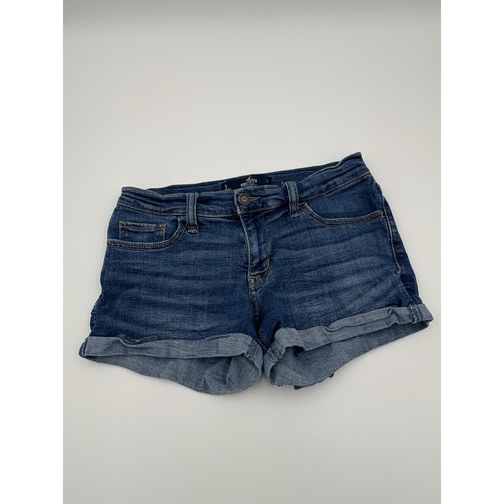 Y2K Hollister Shorts Womens Sz 3 W26 Denim Low Rise Rolled Cuff Summer 3" Inseam